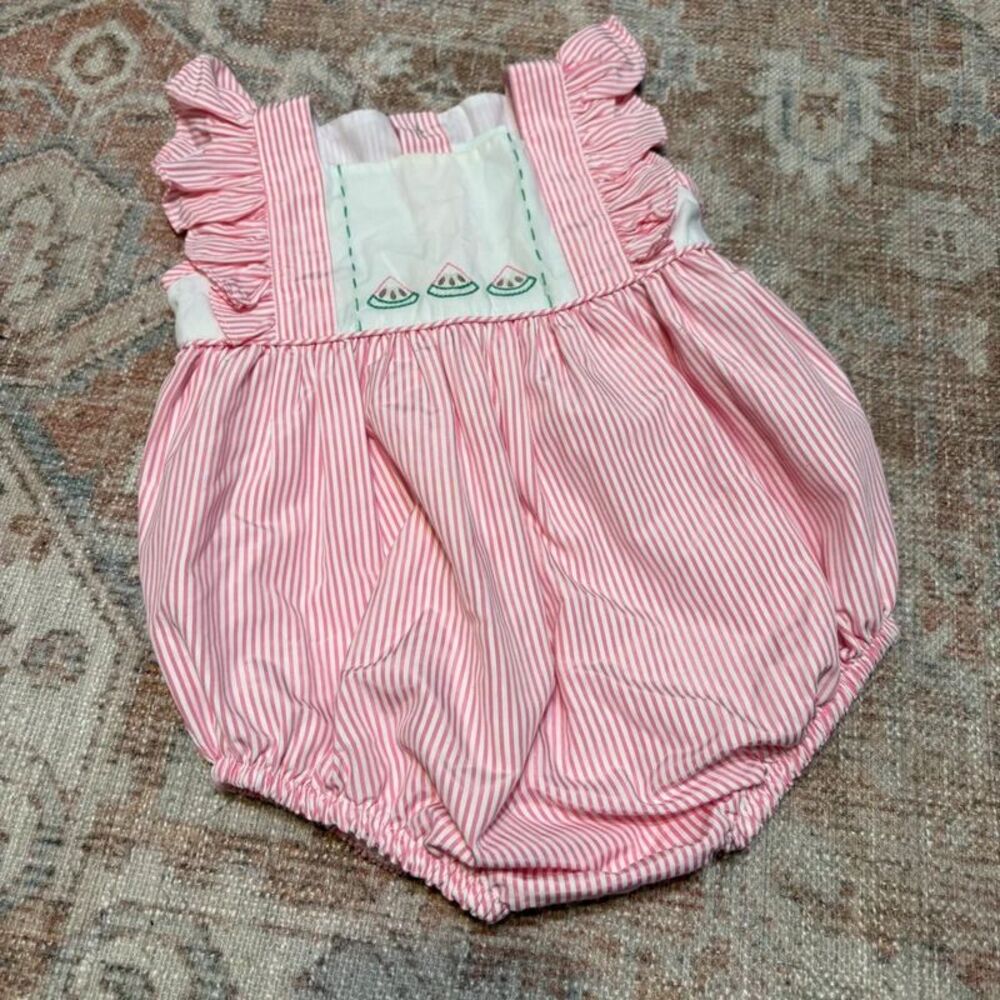 The Proper Peony Stripe Watermelon Romper One Piece